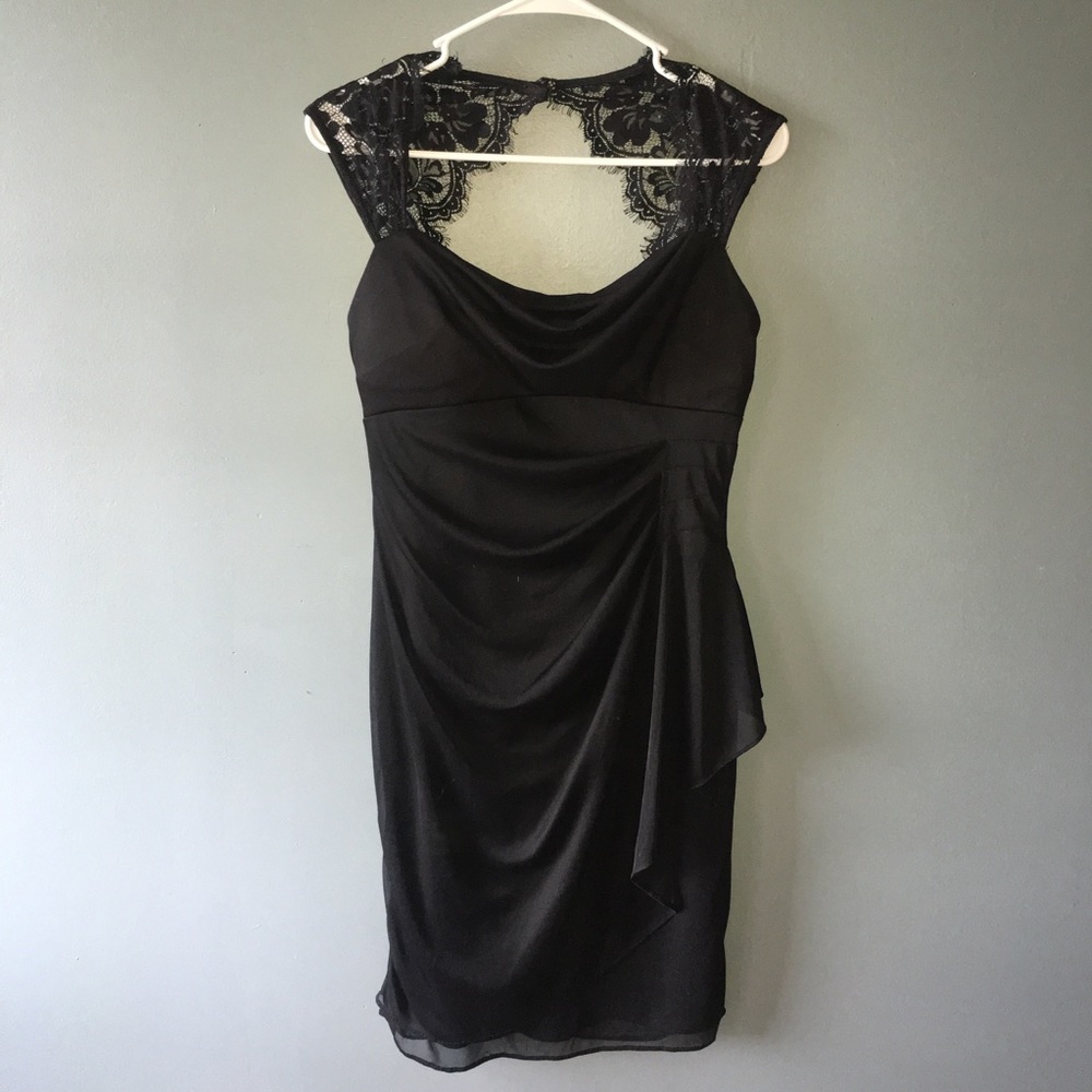 Scarlett Sleeveless Faux-Wrap Lace Trim Dress